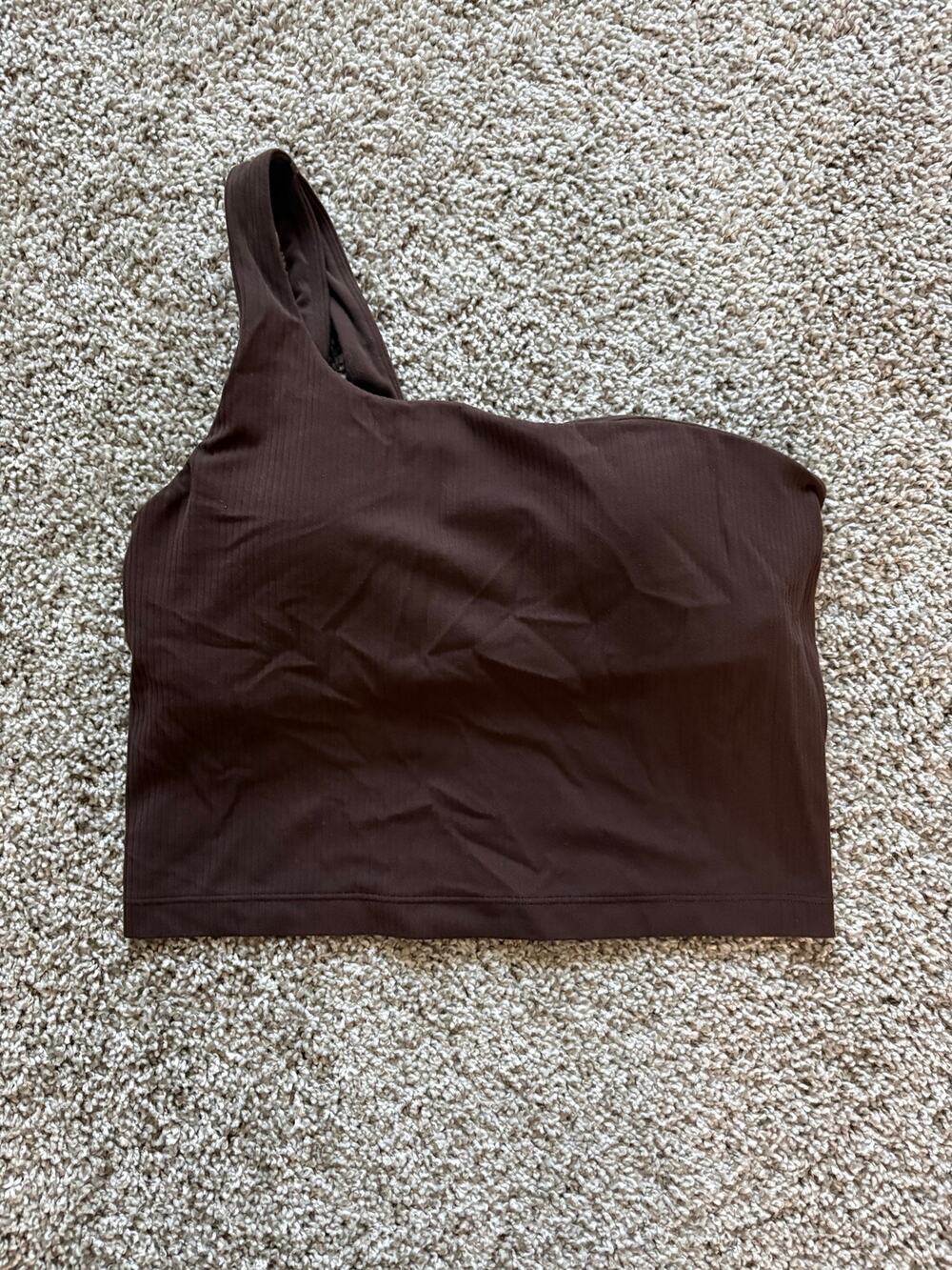 Lululemon Ribbed Nulu Asymmetrical One Shoulder Yoga Tank Top Brown Size 6